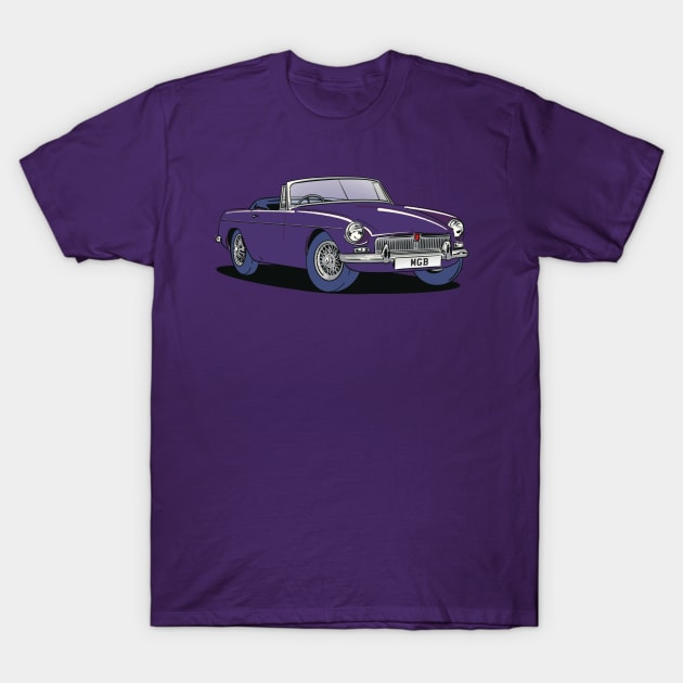 MGB Vintage Car in Purple T-Shirt by Webazoot